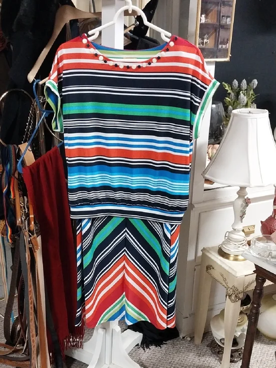 Ruby Rd. In Living Color Multicolor Striped Skirt Set - Picture 1 of 6